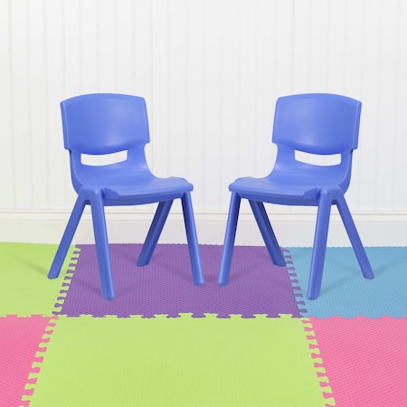 Flash Furniture Blue Plastic Stackable School Chair with 15.5" Seat Height, PK2 2-YU-YCX-005-BLUE-GG